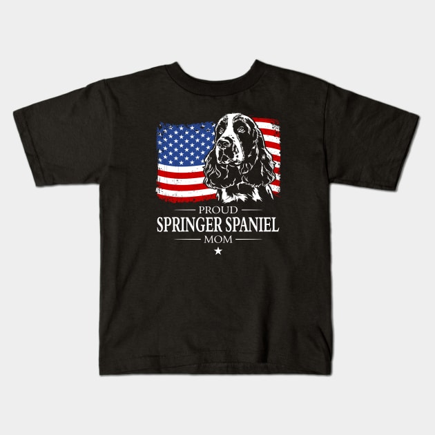 Proud Springer Spaniel Mom American Flag patriotic gift dog Kids T-Shirt by wilsigns